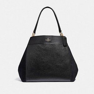 COACH Lexy‎ Mixed Leather Suede Large Shoulder Bag $550